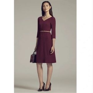 MM LaFleur Alexandra 2.0 V-Neck Quarter Sleeve Shift Dress Claret Size 8